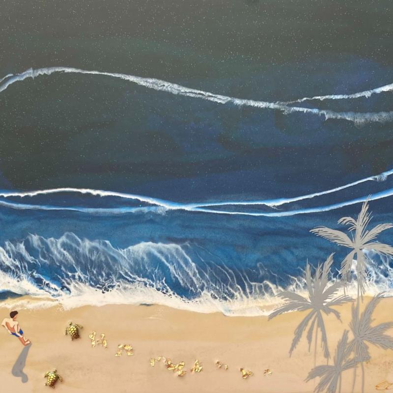 Painting Nature in action by Aurélie Lafourcade painter | Painting Figurative Landscapes Marine Minimalist Acrylic Resin