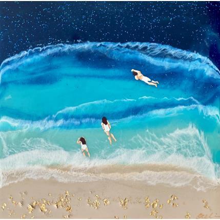 Peinture Swimmers in the sky par Aurélie Lafourcade painter | Tableau Figuratif Acrylique, Résine Marine, Minimaliste, Paysages