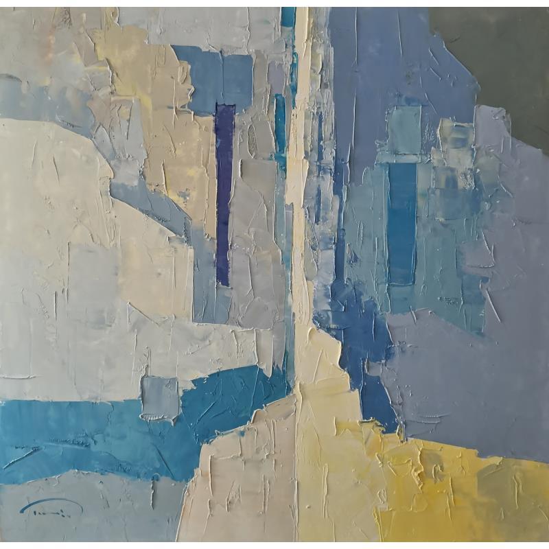 Painting La soirée bleue by Tomàs | Painting Abstract Urban Oil