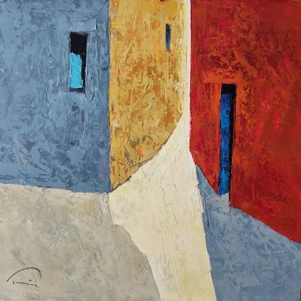 Peinture La rue étroite par Tomàs | Tableau Abstrait Huile Scènes de vie, Urbain