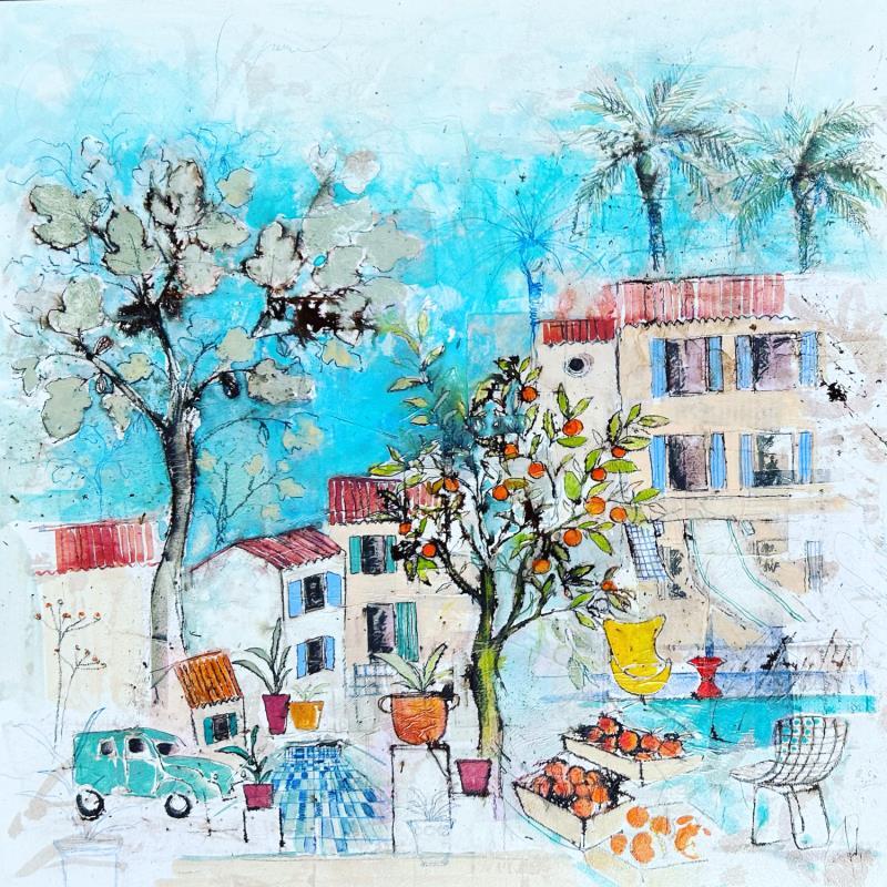 Peinture Azurage par Colombo Cécile | Tableau Figuratif Paysages Scènes de vie Nature Aquarelle Acrylique Collage Encre Pastel