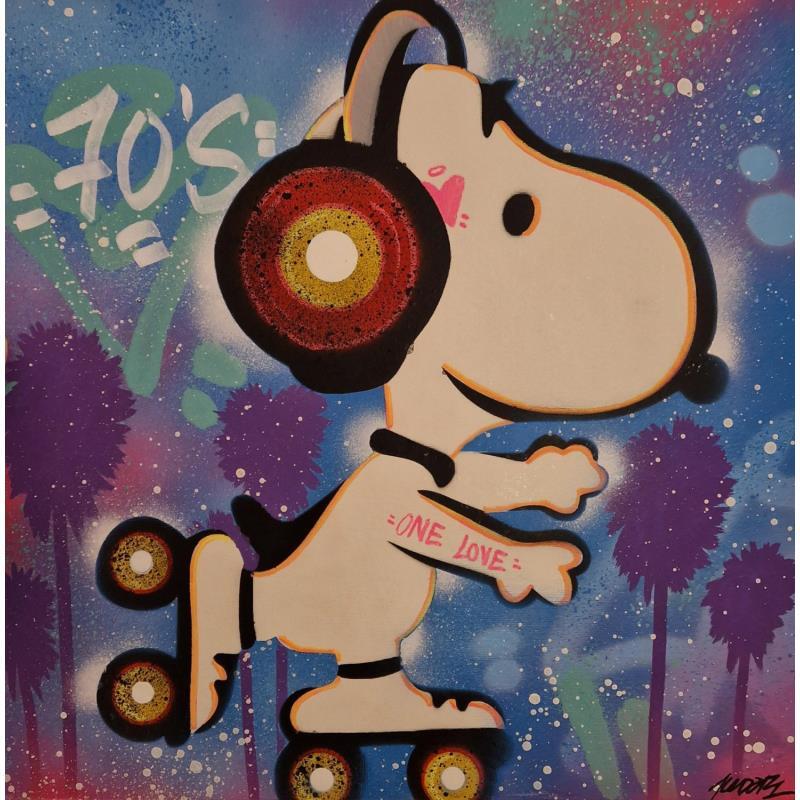 Painting Snoopy 70's by Lemoine Mael | Painting Pop-art Pop icons Graffiti Acrylic
