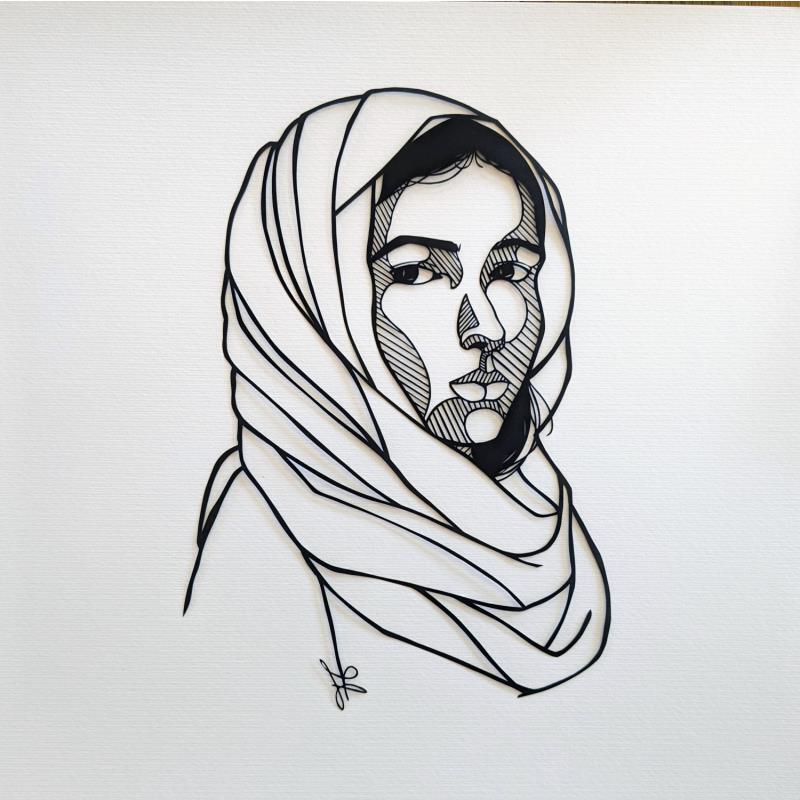 Painting Portrait de Femme #11 by Atalanta Vanessa | Painting Portrait Society Black & White Paper