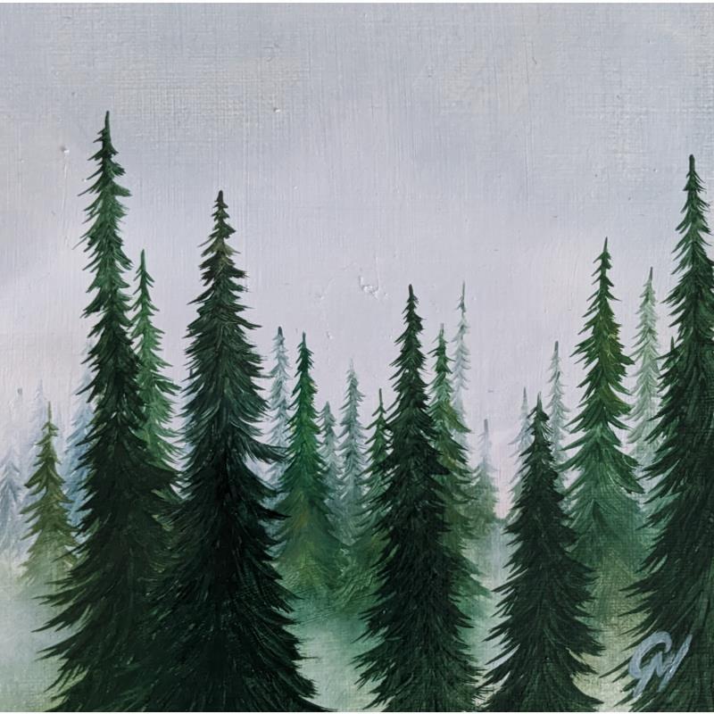 Painting Nuances de vert by Pressac Clémence | Painting Figurative Landscapes Nature Oil