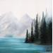 Painting Lac turquoise  by Pressac Clémence | Painting Figurative Landscapes Nature Oil