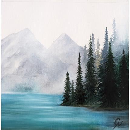 Peinture Lac turquoise par Pressac Clémence | Tableau Figuratif Huile Nature, Paysages