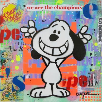 Gemälde WE ARE THE CHAMPIONS von Euger Philippe | Gemälde Pop-Art Acryl, Collage, Pappe Pop-Ikonen