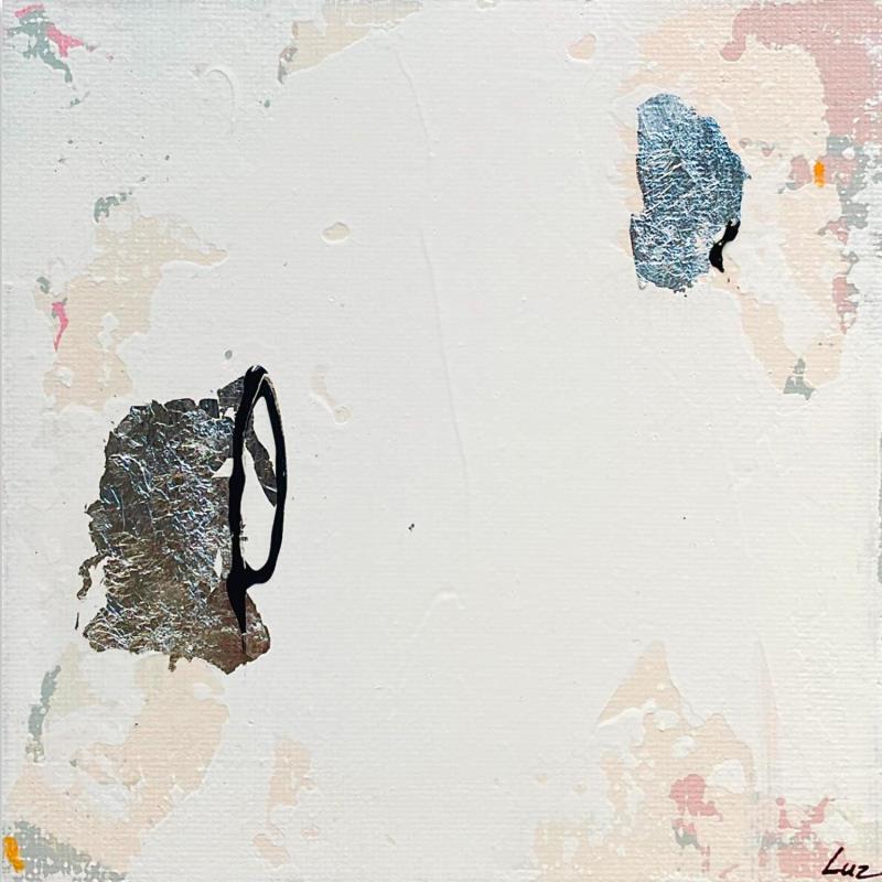 Peinture Résilience par Luz Alexandra | Tableau Abstrait Minimaliste Acrylique Feuille d'argent