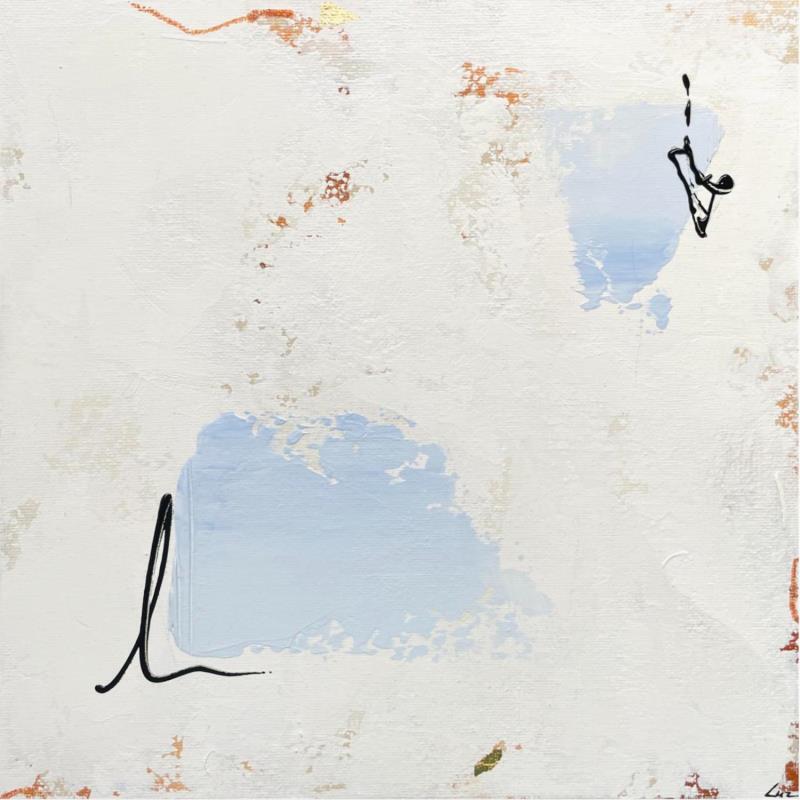 Pintura Saidnaya por Luz Alexandra | Pintura Abstracto Minimalista Acrílico Pastel Hoja de oro