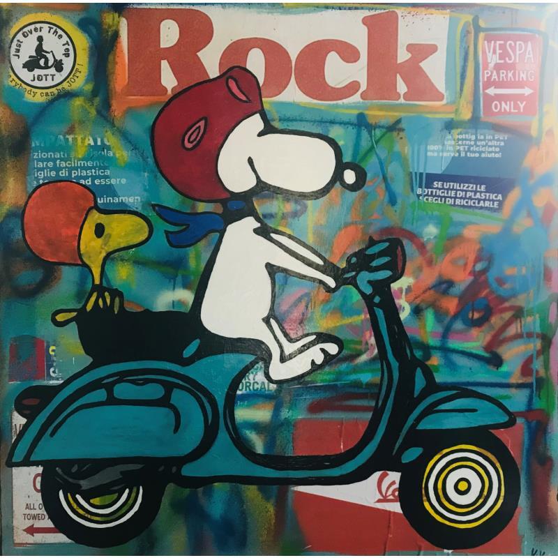 Painting SNOOPY VESPA by Kikayou | Painting Pop-art Pop icons Graffiti Acrylic Gluing