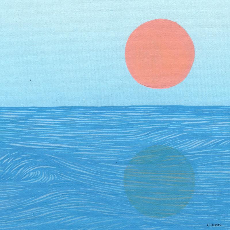 Painting Flots bleus by Huon Coralie | Painting Figurative Landscapes Marine Nature Acrylic