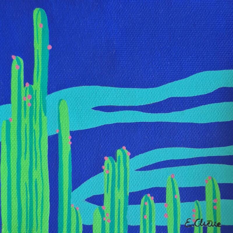 Peinture Cactus par Emilie Chêne | Tableau Figuratif Paysages Nature Acrylique