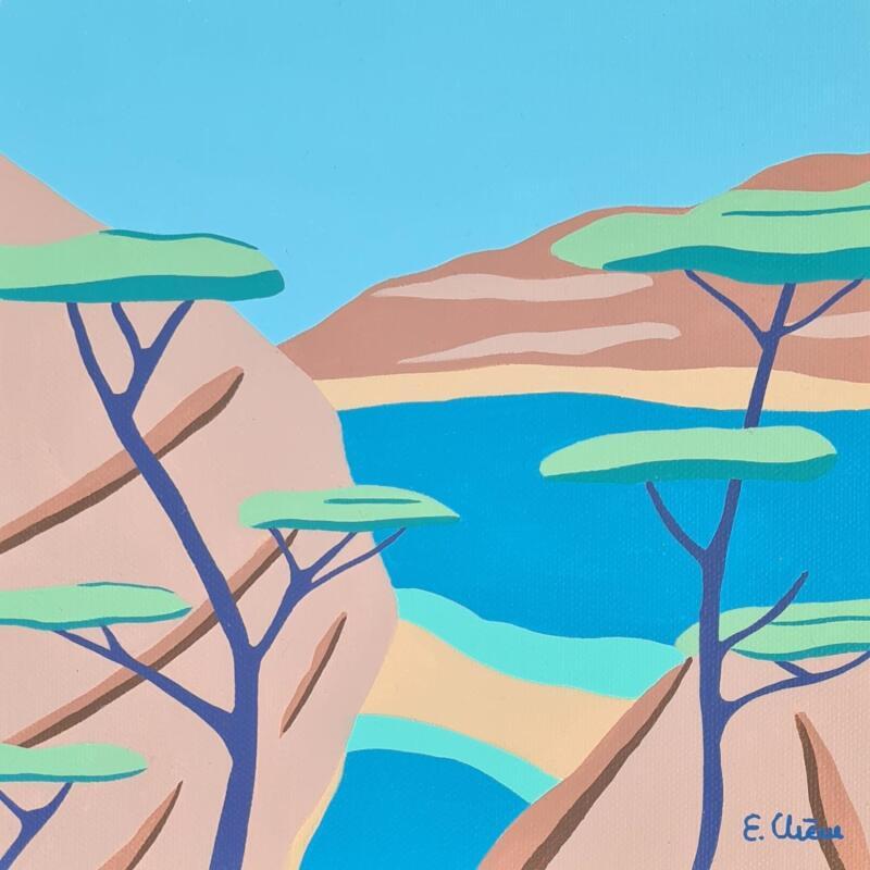 Gemälde Crique von Emilie Chêne | Gemälde Figurativ Landschaften Natur Acryl