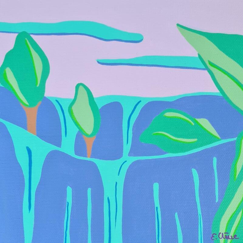 Gemälde Cascade von Emilie Chêne | Gemälde Figurativ Landschaften Natur Acryl