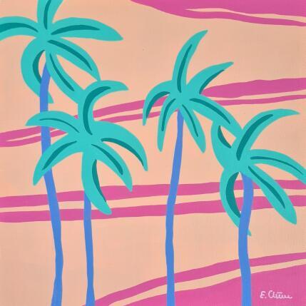 Gemälde Palmiers von Emilie Chêne | Gemälde Figurativ Acryl Landschaften, Natur