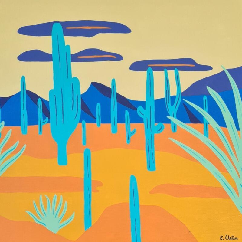 Painting Sunset by Emilie Chêne | Painting