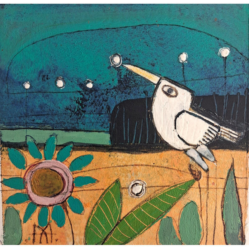 Gemälde PAJARITO von Arias Parera Almudena | Gemälde Naive Kunst Acryl Collage