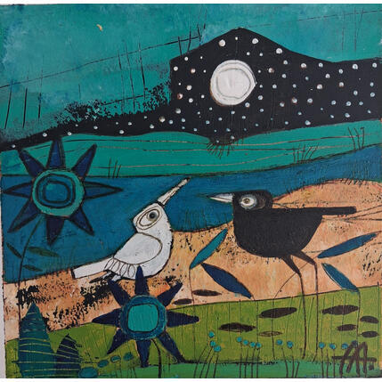 Peinture BLANCO Y NEGRO par Arias Parera Almudena | Tableau Art naïf Acrylique, Collage