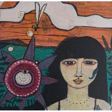Painting PASEO EN LA TARDE by Arias Parera Almudena | Painting Naive art Acrylic, Gluing Pop icons