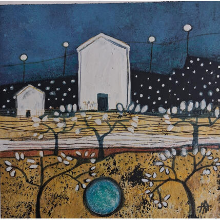 Gemälde EL POZO EN LA HUERVA von Arias Parera Almudena | Gemälde Naive Kunst Acryl, Collage Pop-Ikonen