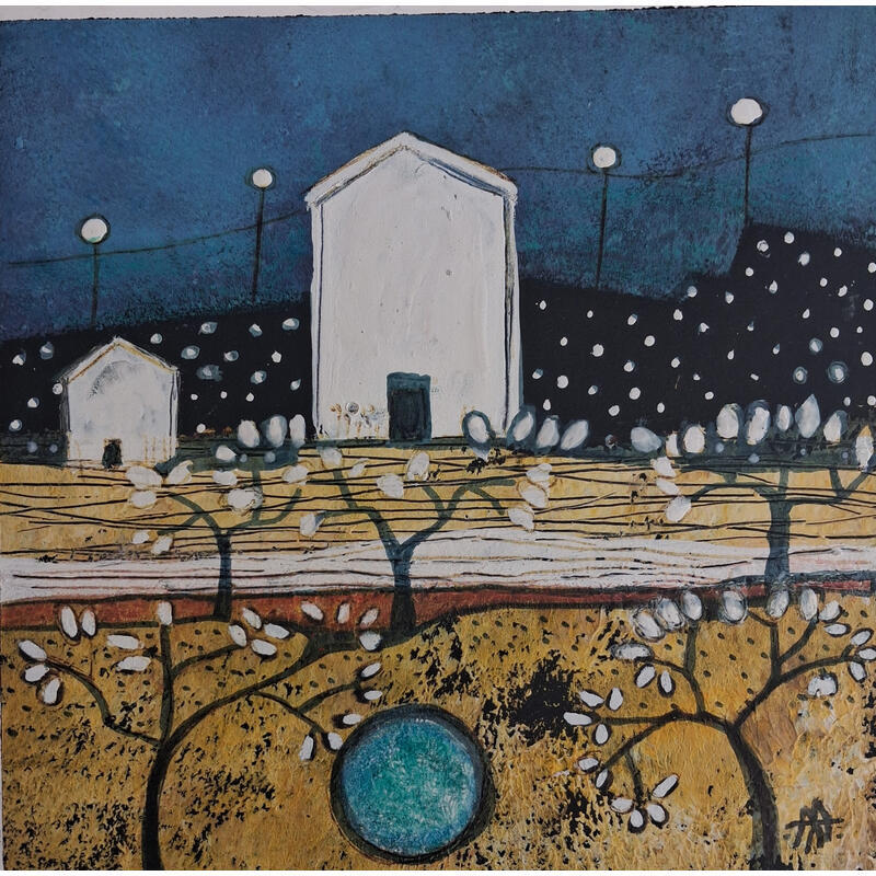 Gemälde EL POZO EN LA HUERVA von Arias Parera Almudena | Gemälde Naive Kunst Acryl Collage