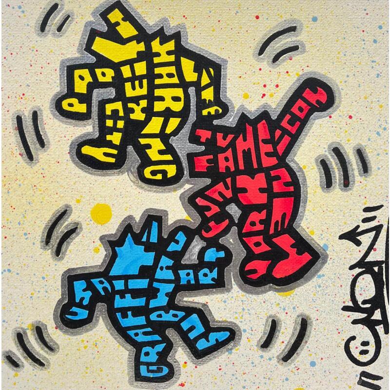 Peinture WOLF KEITH HARING par Cmon | Tableau Pop-art Icones Pop