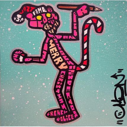 Peinture PINK PANTHER SANTA par Cmon | Tableau Pop-art Icones Pop