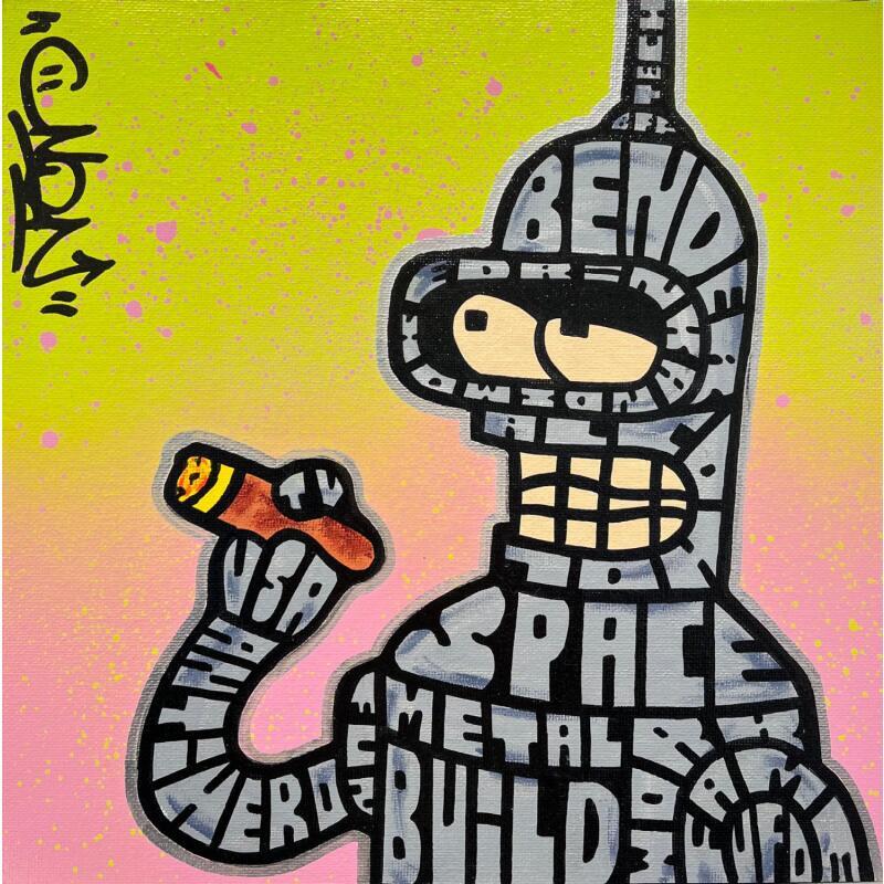 Gemälde BENDER SMOKES CIGAR von Cmon | Gemälde Pop-Art Pop-Ikonen