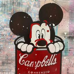 Painting Mickey Campbell's by Marie G.  | Painting Pop-art Acrylic, Gluing, Wood Pop icons