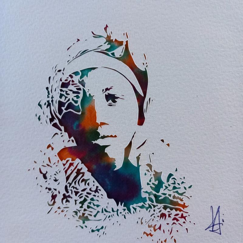 Peinture Mélancolie par Louafi Valentine | Tableau Figuratif Portraits Minimaliste Papier