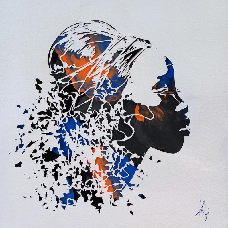 Gemälde Déesse Ala von Louafi Valentine | Gemälde Figurativ Porträt Minimalistisch Papier