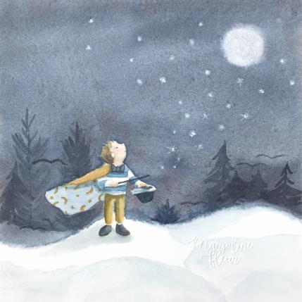 Peinture Lucien le magicien par Marjoline Fleur | Tableau Art naïf Aquarelle Enfant