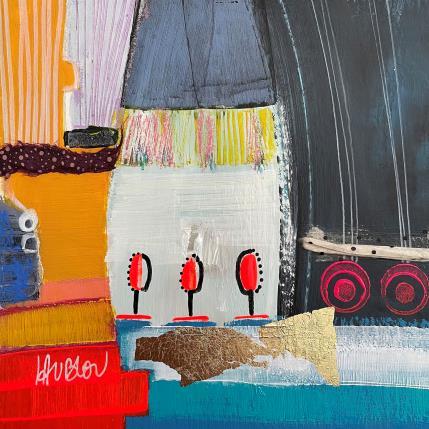 Painting AMARRAGE by Lau Blou | Painting Abstract Acrylic, Gluing, Gold leaf