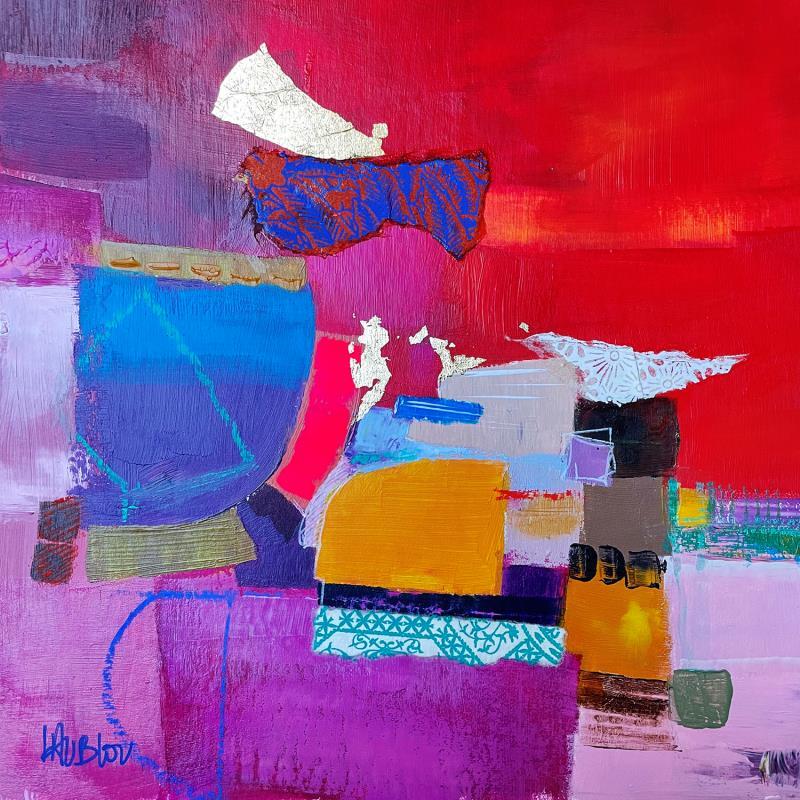 Painting ST23-0934 by Lau Blou | Painting Abstract Acrylic Gluing Gold leaf