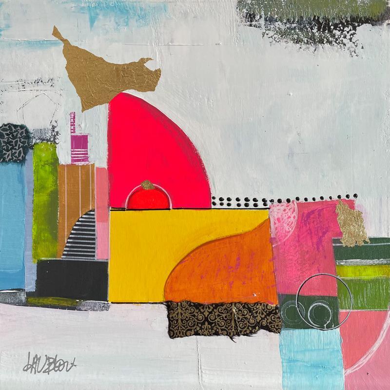 Painting Près des docksides-1 by Lau Blou | Painting Abstract Portrait Landscapes Acrylic Gluing Gold leaf