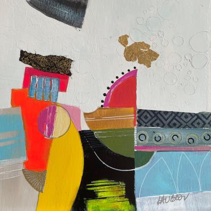 Painting Près des docksides-2 by Lau Blou | Painting Abstract Acrylic, Gluing, Gold leaf Landscapes, Pop icons