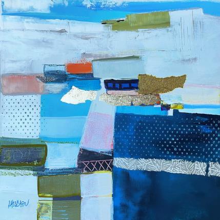 Gemälde Impression océanique von Lau Blou | Gemälde Abstrakt Acryl, Blattgold, Collage Landschaften