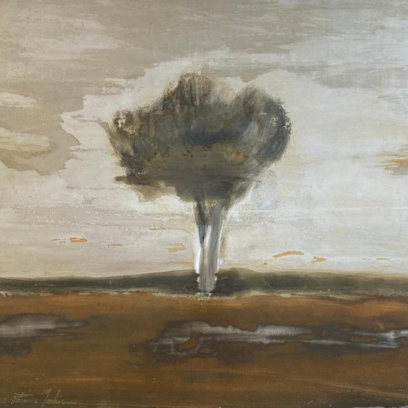 Peinture Pin dans la guarrigue par Mahieu Bertrand | Tableau Art Singulier Paysages Métal