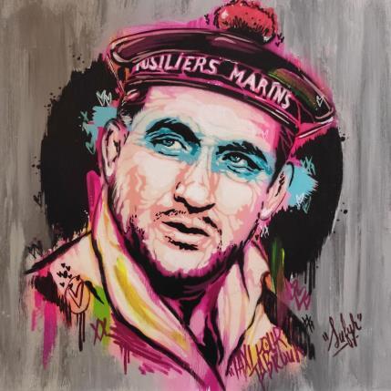 Gemälde Lino Ventura von Sufyr | Gemälde Street art Graffiti, Posca Porträt