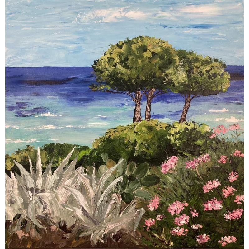 Painting Côte d'Azur by Rey Ewa | Painting Figurative Landscapes Acrylic