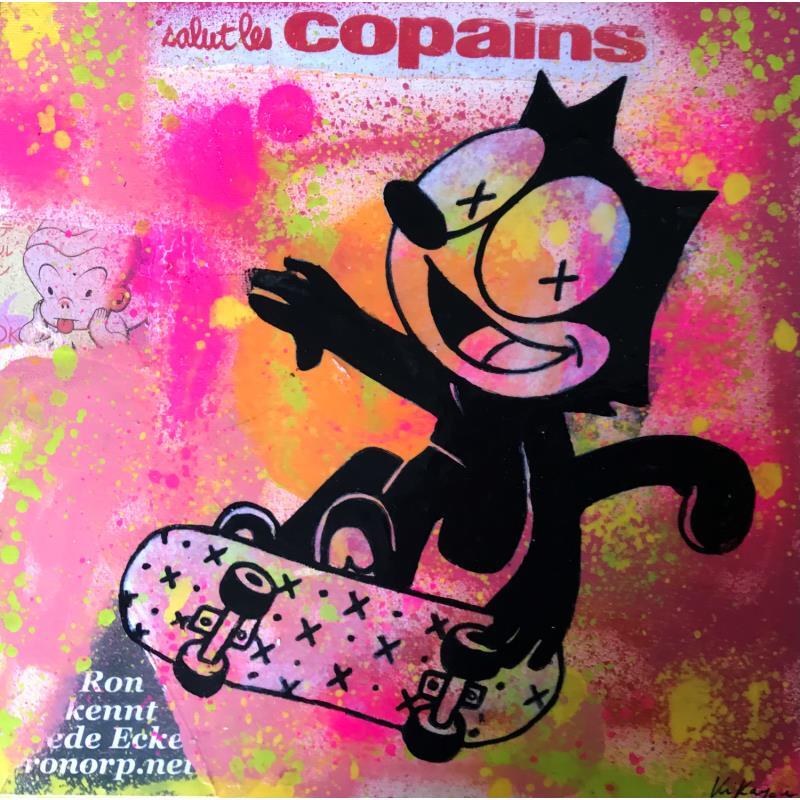 Peinture Felix skate par Kikayou | Tableau Pop-art Icones Pop Graffiti Acrylique Collage