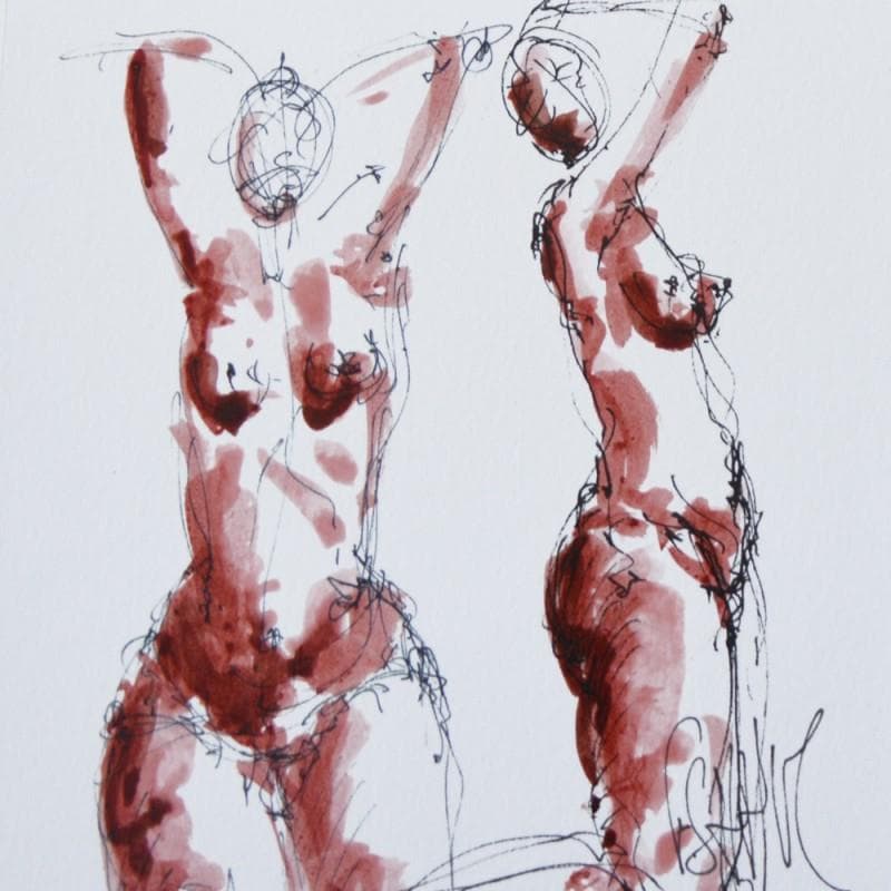 Painting Marie by Sahuc François | Painting Figurative Nude Minimalist Acrylic