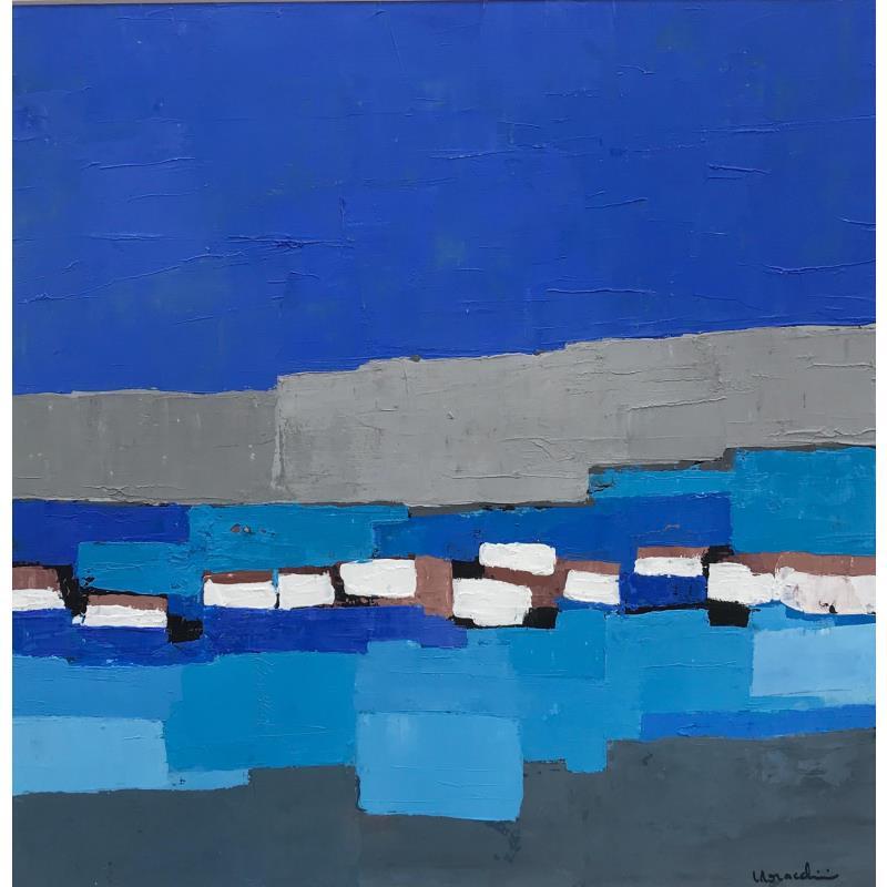 Gemälde T432 von Moracchini Laurence | Gemälde Abstrakt Landschaften Marine Minimalistisch Acryl Marmorpulver