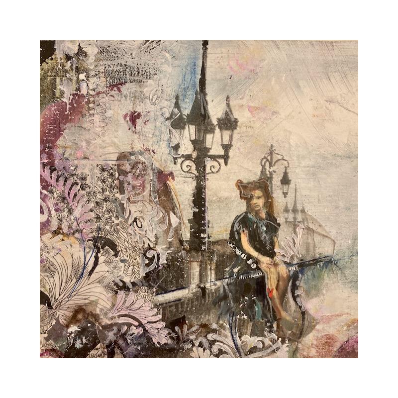 Painting Never alone by Bergeron Marie-Josée | Painting Surrealism Oil Acrylic Gluing