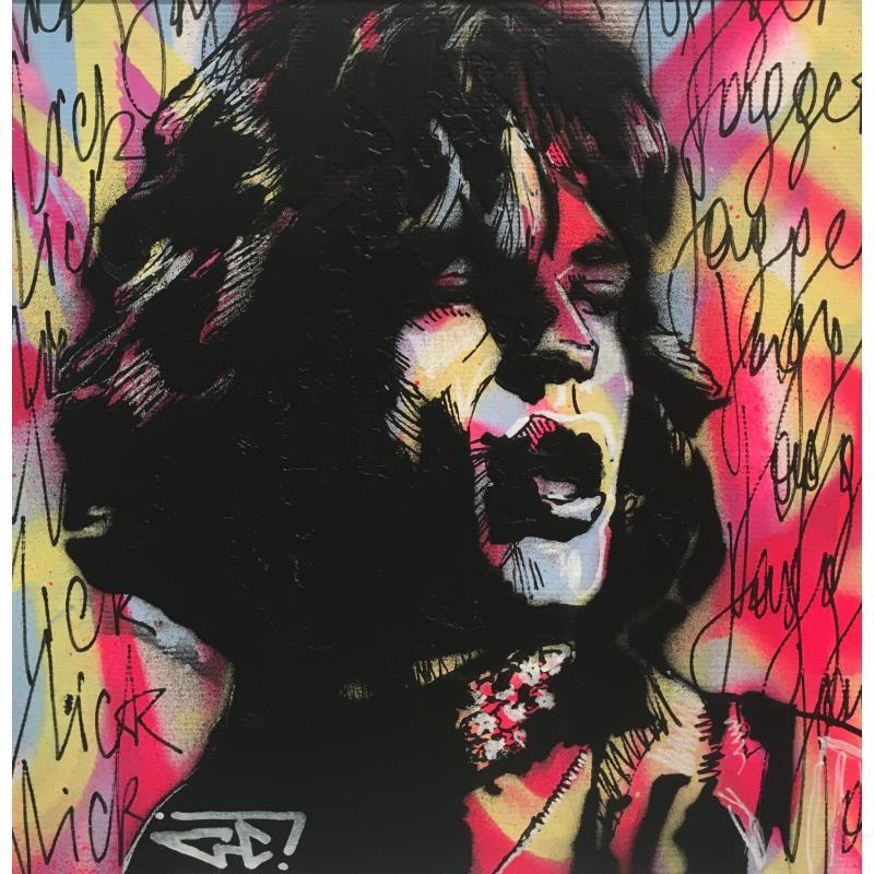 Peinture Mick Jagger par G.C.Popartist | Tableau Pop-art Icones Pop Graffiti Acrylique Collage