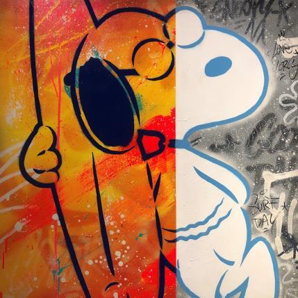 Painting Snoopy Surf Bi Colors by Lemoine Mael | Painting Pop-art Acrylic, Graffiti Pop icons