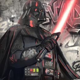 Painting Dark Vador by Lemoine Mael | Painting Pop-art Acrylic, Graffiti Pop icons