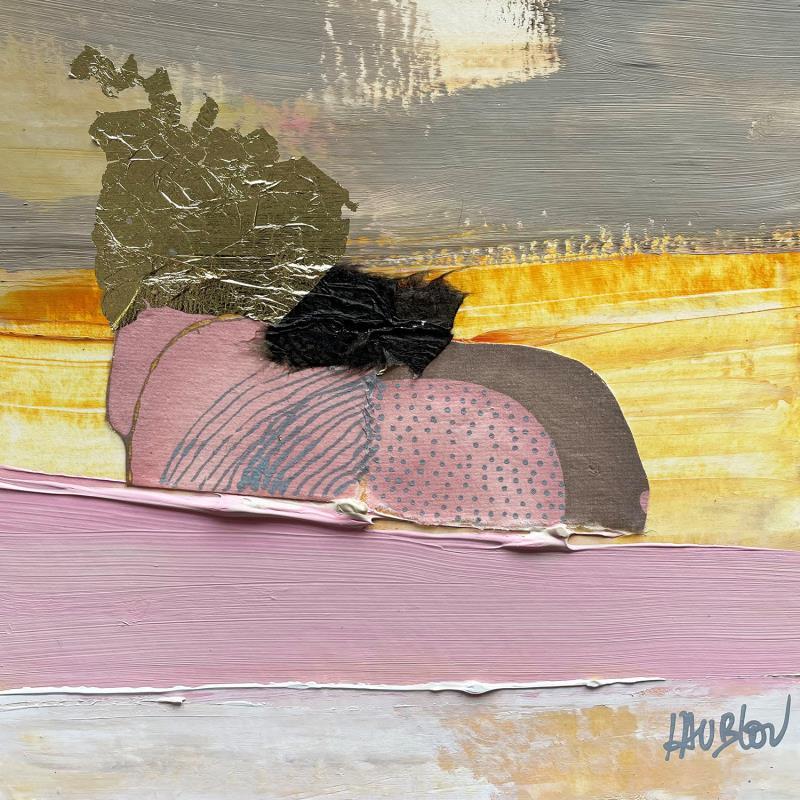 Peinture ST1010 par Lau Blou | Tableau Abstrait Minimaliste Carton Acrylique Collage Feuille d'or Papier