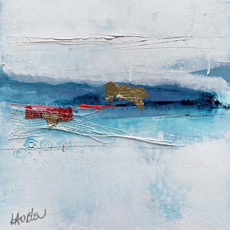 Painting Promenade d'hiver-2 by Lau Blou | Painting Abstract Landscapes Cardboard Acrylic Gluing Gold leaf Paper