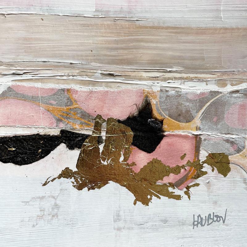 Painting La source d'Emilie-3 by Lau Blou | Painting Abstract Minimalist Cardboard Acrylic Gluing Gold leaf